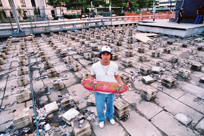 A close up shot of Joey Marrone's face while skateboarding