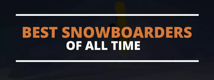 A collage of several famous snowboarders in action.