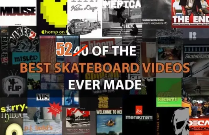 A collage of various skateboard video covers