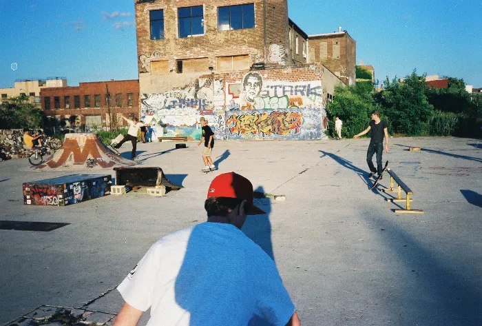 A group of skaters in &quot;Skankytown&quot;