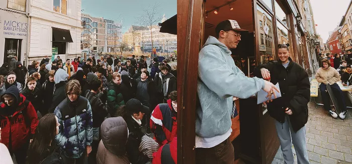 A photo of a raffle at a skate shop.