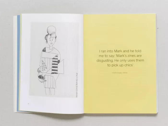 A photo of pages from the book *Non Stop Poetry: The Zines of Mark Gonzales*