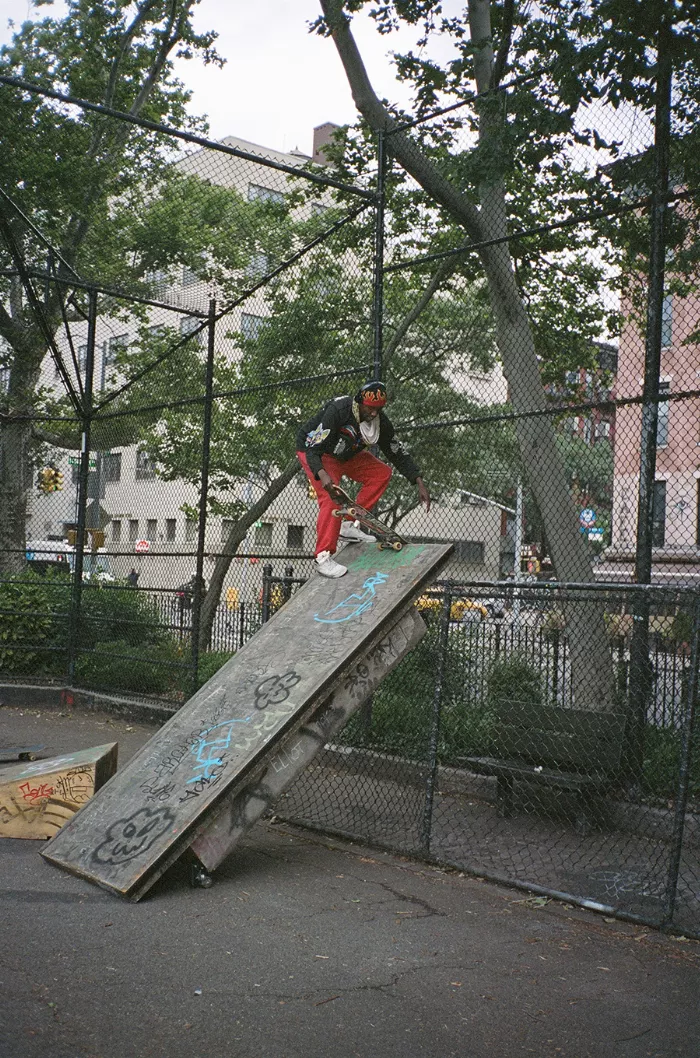 A repurposed skate obstacle at Tompkins Square Park