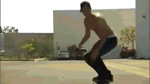 A skateboarding gif depicting a dynamic move