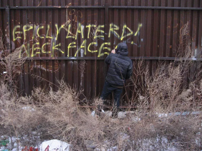 A still from the Neckface episode of Epicly Later'd, showcasing a subject characteristic of the show's focus on unique personalities.