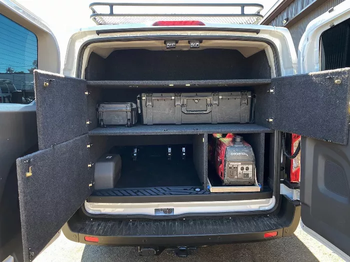 A view of a van with its doors open