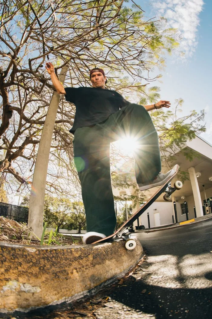 Abe Bethel performs a slappy curb trick in Miami