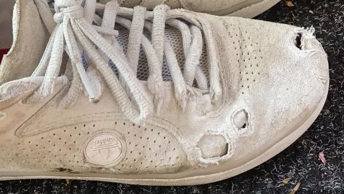 Adidas Tyshawn skate shoe showing signs of wear