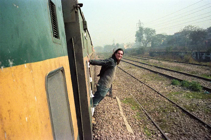 Alex P taking a photo in India