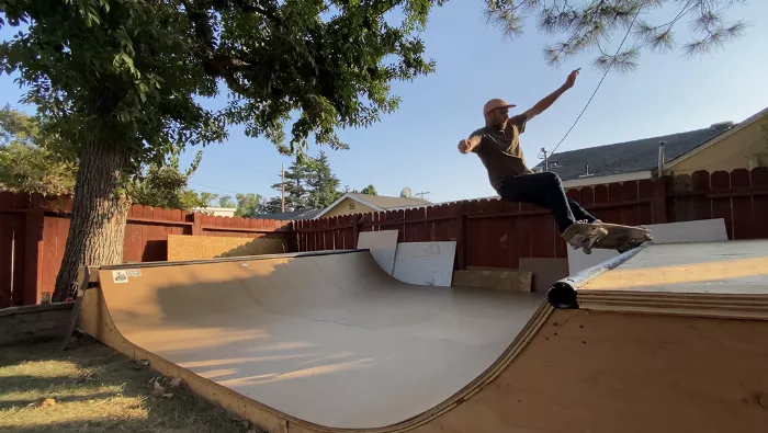 Andrew Martin Scott skating on his ramp