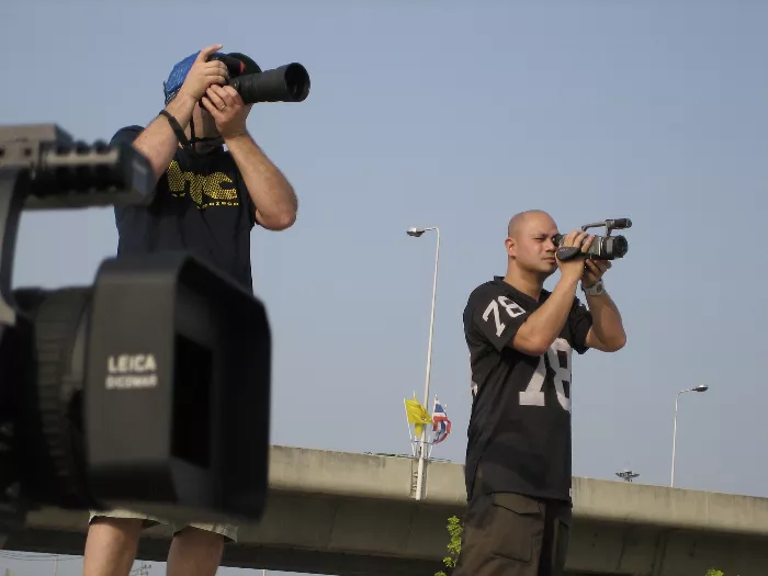 Anthony Claravall filming in Barcelona