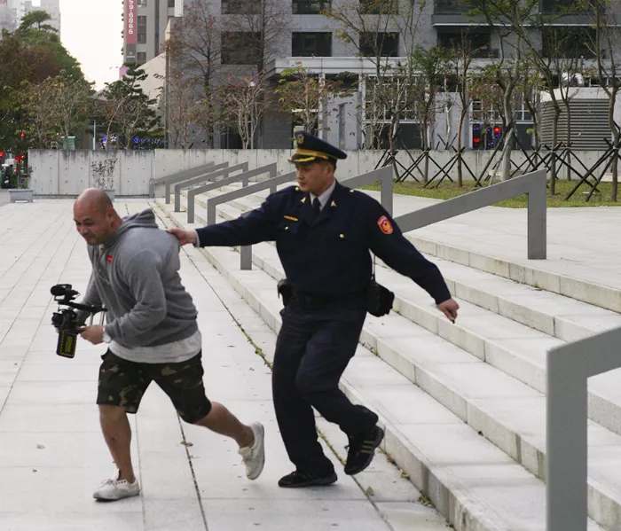 Anthony Claravall with a camera