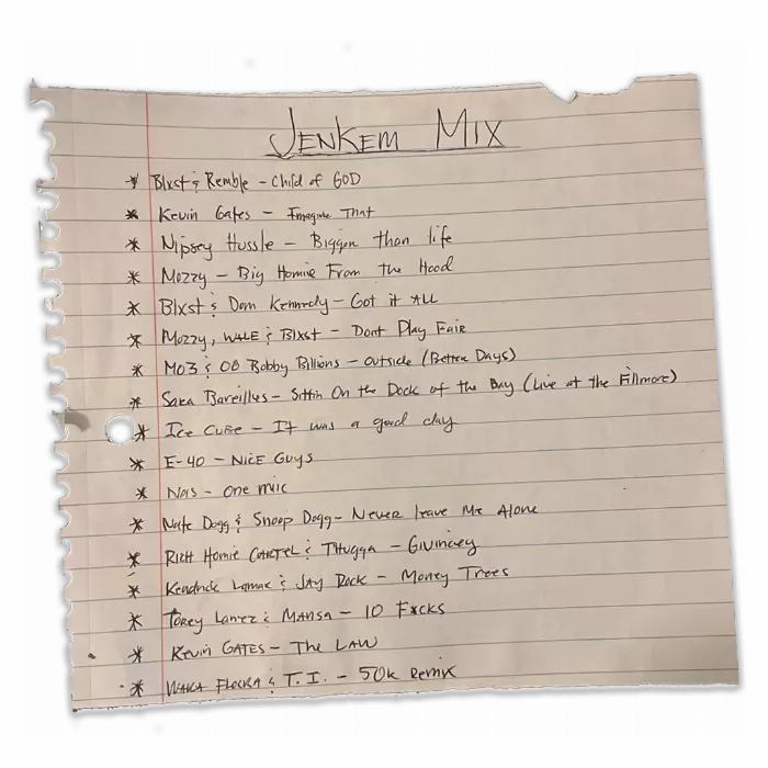 Antwuan Dixon's tracklist for the Jenkem Mix 135, displaying the eclectic selection of music.