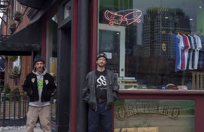 Armin Bachman and Zak Papastoris at Orchard Skateshop