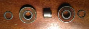 Bearings, washer and bearing spacer