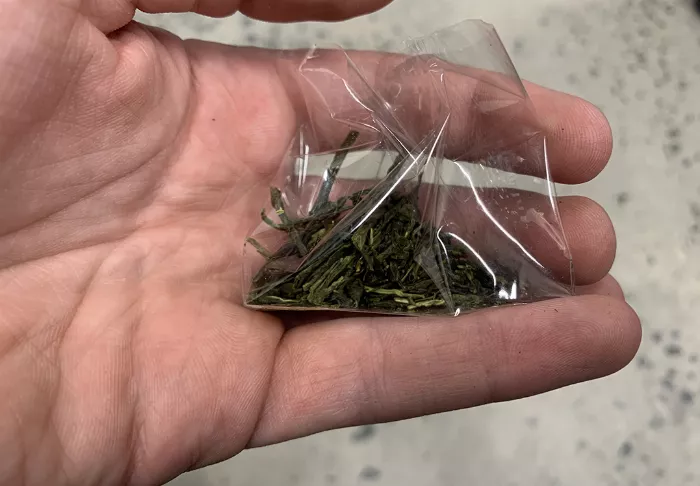 Cheap cannabis in a plastic bag.