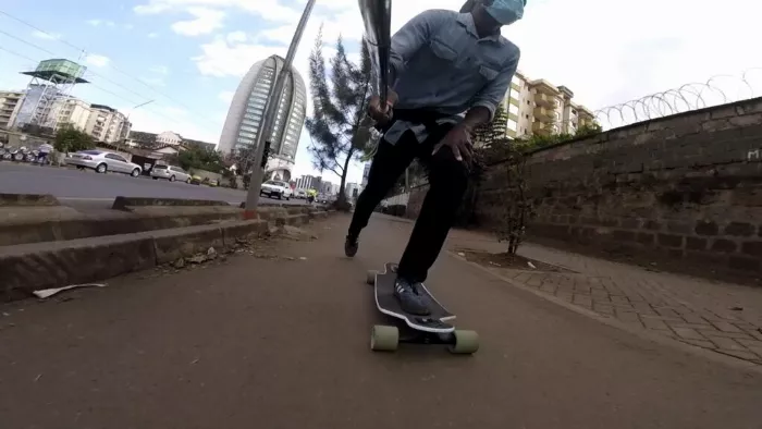 commuting on the Landyachtz drop cat