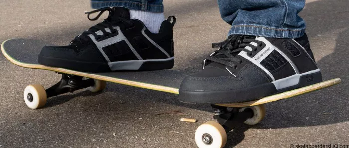 DVS Commanche 2.0 skate shoes on a skateboard