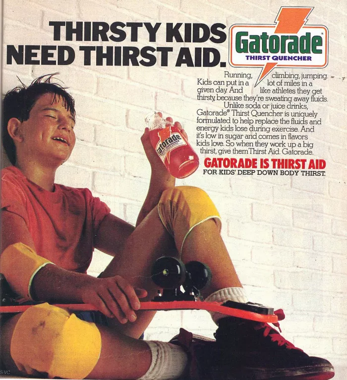 Gatorade ad targeting skateboarders, an example of mainstream brands entering the skateboarding market