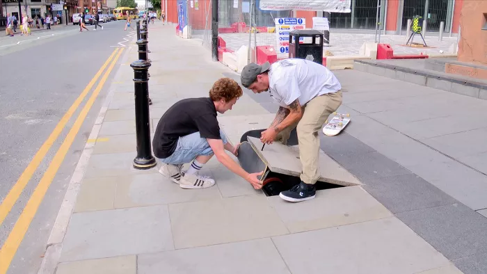 Harry Lintell skateboarding in Manchester