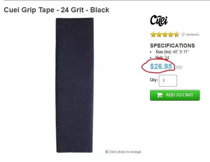 Image of Cuei griptape price at Muirskate