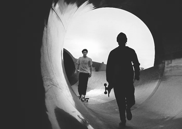 Jack O'Grady riding a skateboard on a ramp