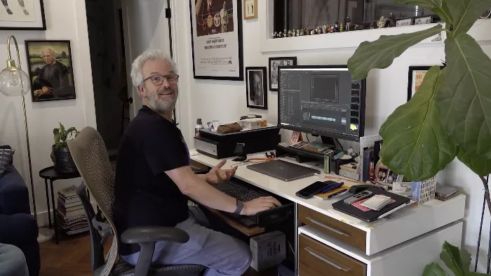 Jacob Rosenberg in his element, surrounded by skate and music memorabilia.