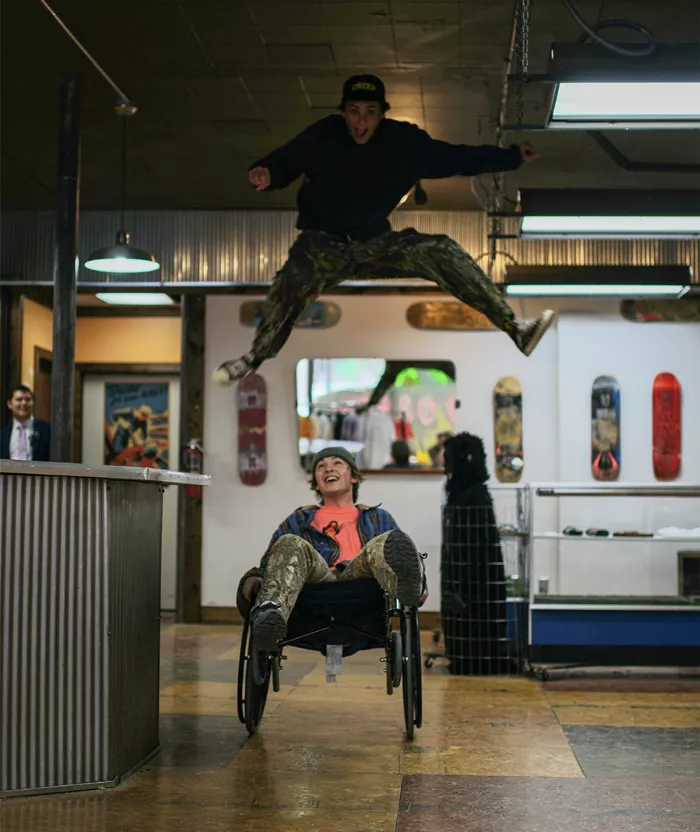 Jake Orgeron posing inside of Creep Skateshop