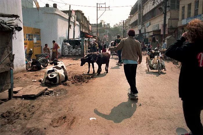 Jan Schiefermair taking a photo in Varanasi, India