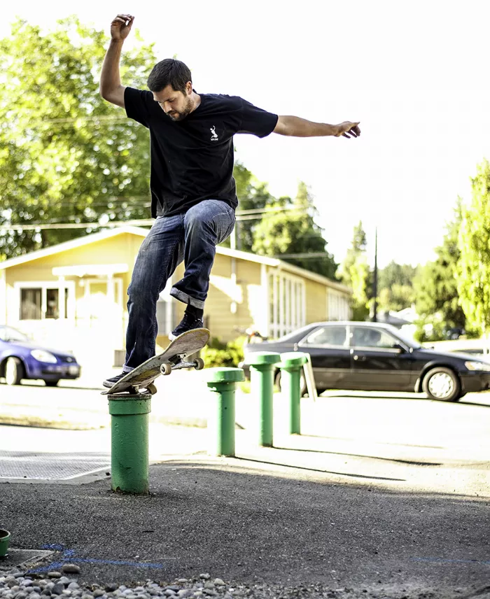 Jordan pictured with a VX1000 camera, a staple in skateboarding filming, reflecting on his early video production days