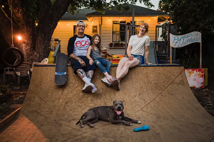 Josh Matlock skating on his backyard mini ramp