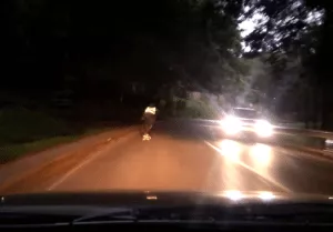 Lead car using walkie-talkies for safety