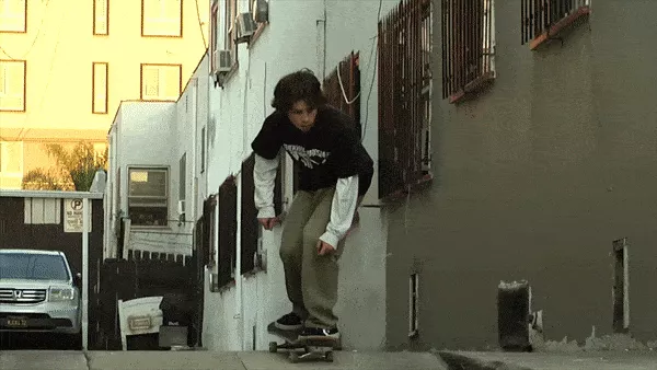 Logan Kirshak in action, showing his skateboarding talent