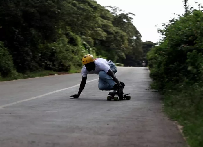 longboard through a toeside turn