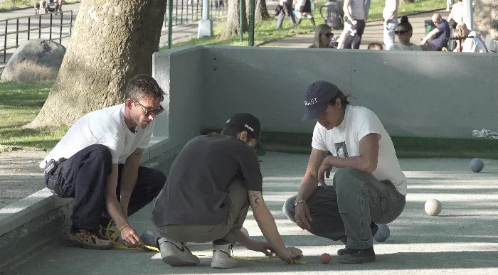 Marcello Campanello and friends playing bocce in Astoria Park, Queens