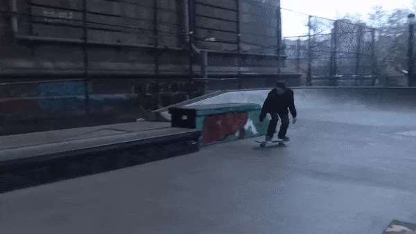 Mark Suciu warming up at LES skatepark