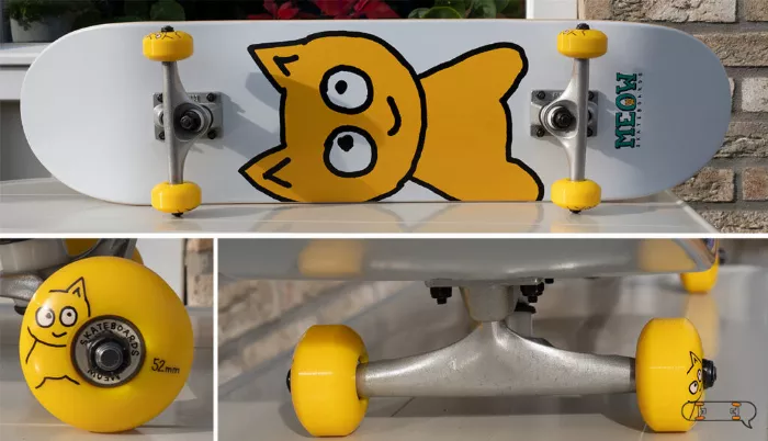 Meow skateboard from different angles