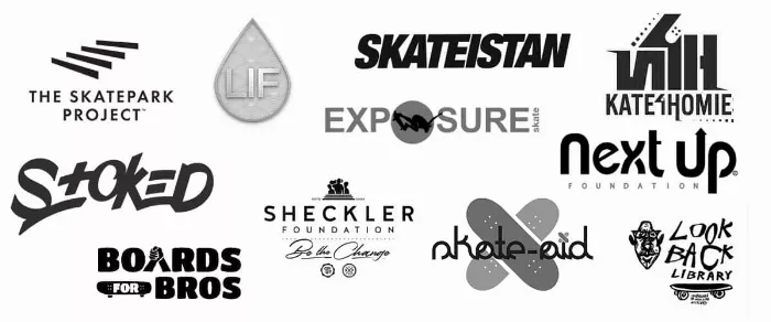 Nonprofit skateboard organizations logos