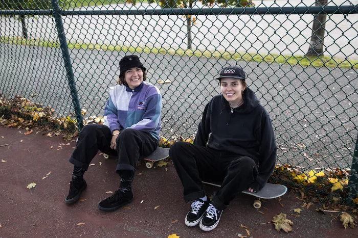 Norma and Shari pictured together, posing for a photo.