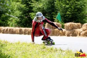 Oliver Moor wearing a custom painted Risch rosemary helmet