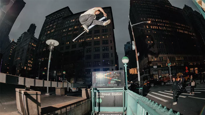 Pogo stick in NYC skate spots promo image