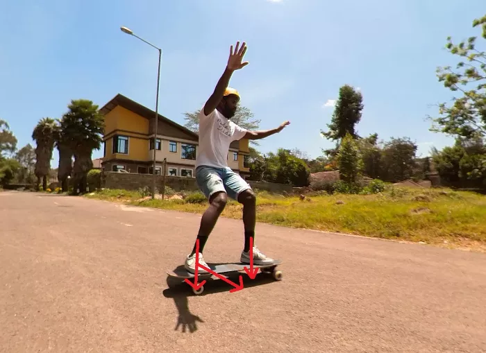 Pushing the board during heelside 180