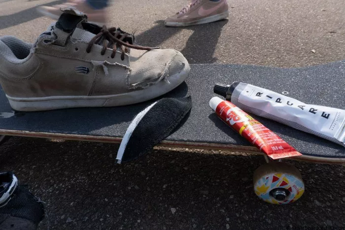 Repairing skate shoes