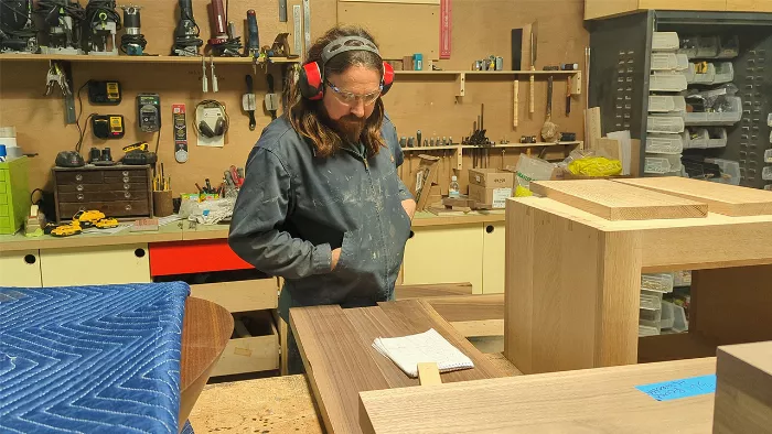 Rob Pluhowski in his studio, showcasing his dedication to craftsmanship