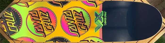 Santa Cruz VX skateboard deck with signature graphic