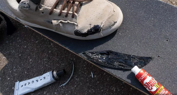 Skate shoes and a repair kit