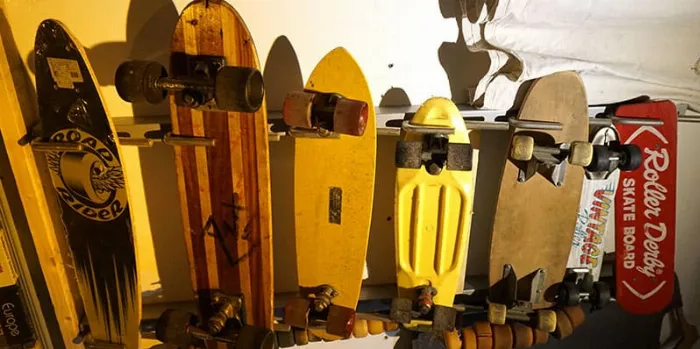 skateboards and longboards from different eras