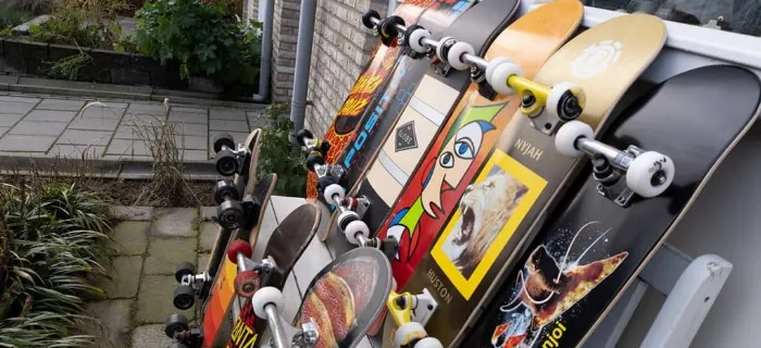 Skateboards designed for 8-year-olds are shown