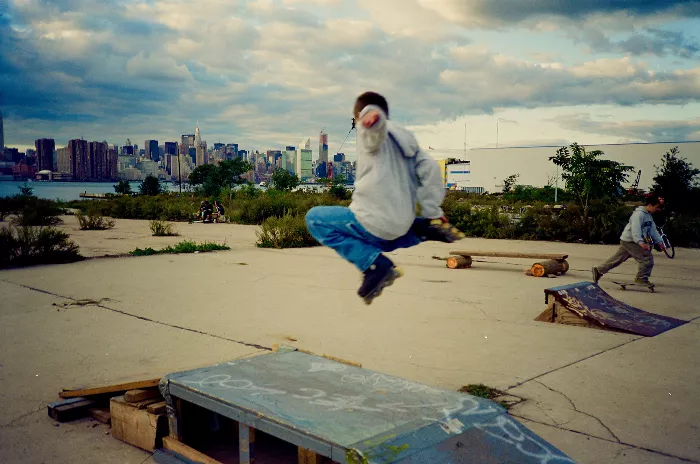 Skaters at the DIY park on the Williamsburg waterfront