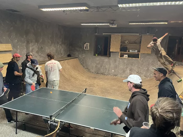 Skaters enjoying the mini ramp at Kasarna